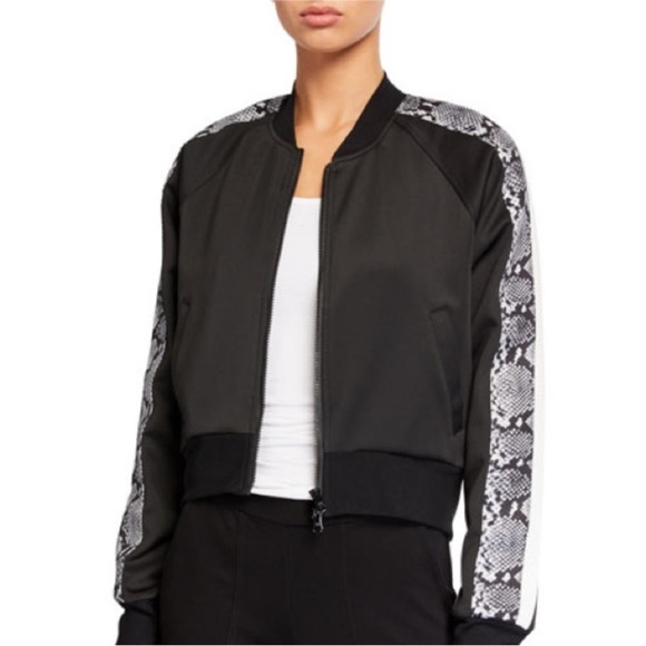 Pam & Gela Black Snakeskin Print Front Zip Track Jacket Medium Athleisure - Picture 1 of 13